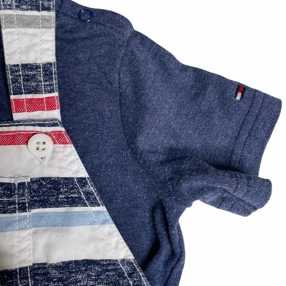Tommy Hilfiger Striped Shorts Overalls w/ Matching Short Sleeve T-shirt 18 Month - Picture 4 of 10